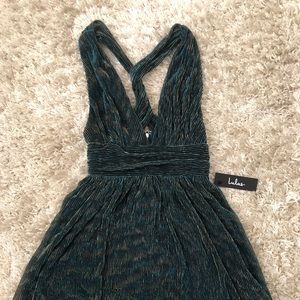 Ailey Gold and Teal Blue Skater Dress